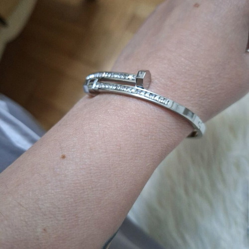 Steel bracelet like new with stones silver