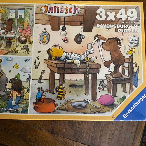 Puzzle used, 3 pieces with 49 forest animal pieces each