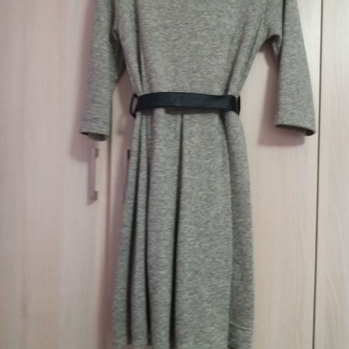 Winter dress grey with belt, size S