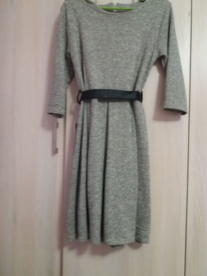 Winter dress grey with belt, size S