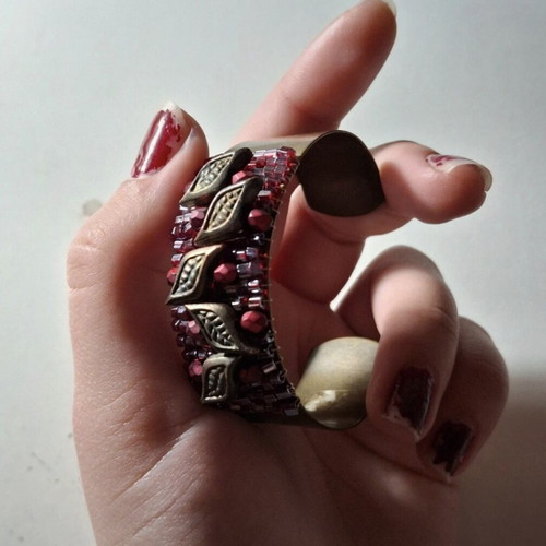 Handmade metal bracelet like new, multicolored, nature-themed