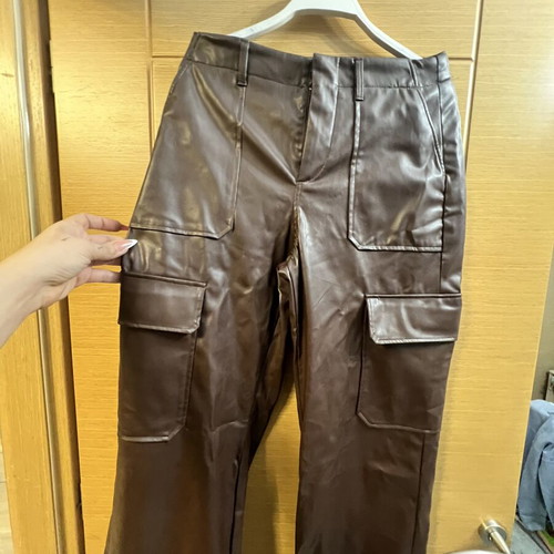 Zara leather pants large new, brown