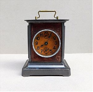Ρολόι - Ξυπνητήρι μεταλλικό πατιναρισμένο, "Carriage Clock" με μουσική, περίπου 130 ετών.