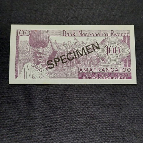 Rwanda 100 Amafranga 1969 specimen banknote new