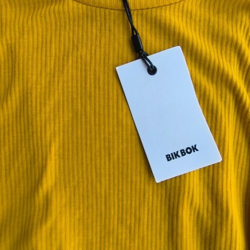 Bik Bok yellow top new, elongated and flared model, size S/M