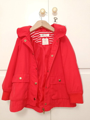 Red H&M trench coat used for 2-3 years old
