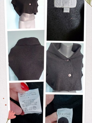 Silkwear wool vest top, short raglan sleeves, button closure