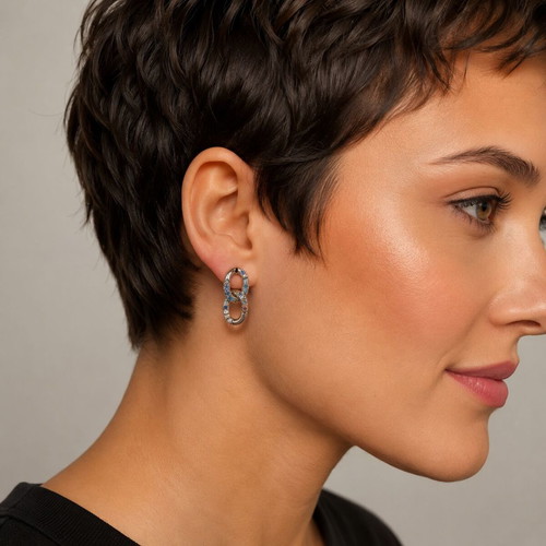 Silver 925 earrings with zircon stones new, multicolor