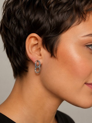 Silver 925 earrings with zircon stones new, multicolor