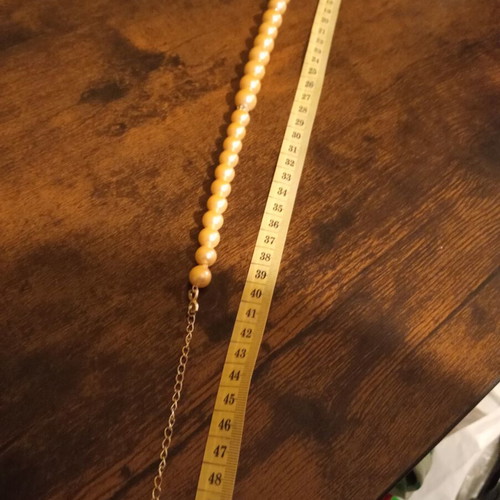 Marks & Spencer Faux Pearl Necklace new, beige and silver