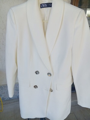 Zara μακρύ σακάκι άσπρο μέγεθος L σαν καινούργιο