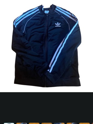 Adidas track jacket, black with white stripes