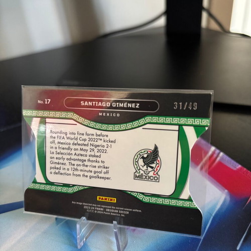 Santiago Gimenez 2023-24 Panini Obsidian Tunnel Vision Electric Etch Purple card like new