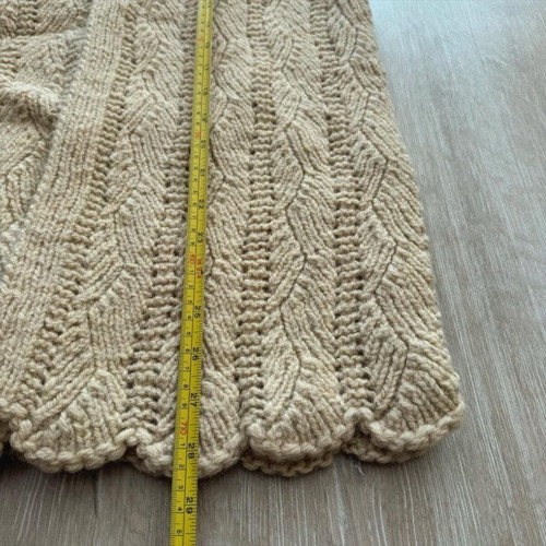 Vintage hand knitted wool cardigan 70s like new, beige, M-L