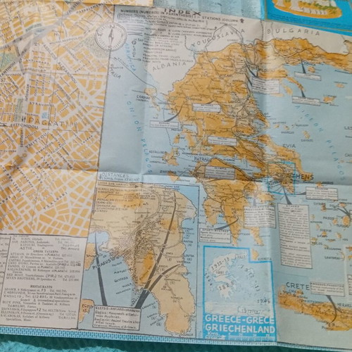 Vintage Athens Map Vellios Edition used, 1950s-60s