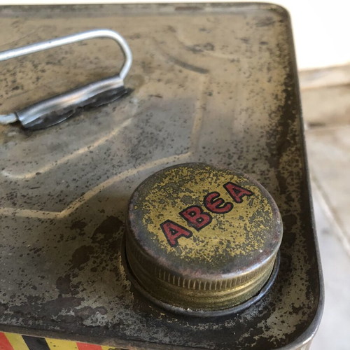 ABEA 16kg tin oil container, vintage metal packaging