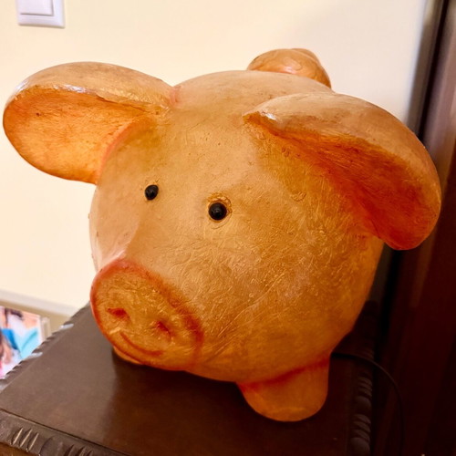 Pig-shaped children's lamp like new, large night light