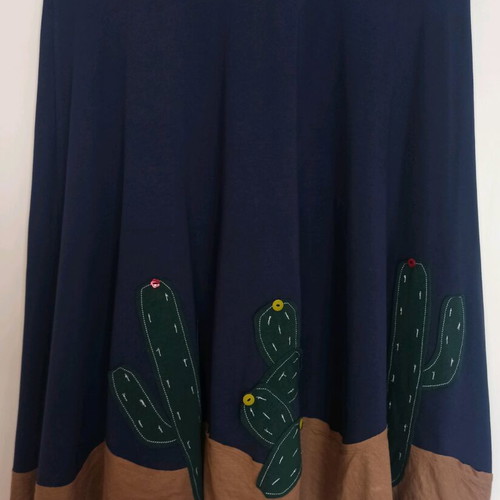 Blue skirt in A-line with cactus designs, like new, one size