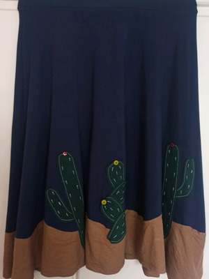 Blue skirt in A-line with cactus designs, like new, one size