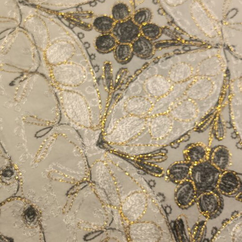 Tablecloth and table runner set with black and white embroidery