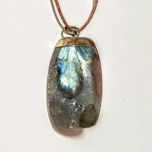 Labradorite pendant new with genuine leather cord