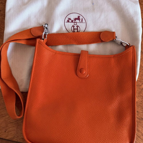 Hermès Evelyne PM Orange Clémence Leather Crossbody Bag