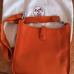 Hermès Evelyne PM Orange Clémence Leather Crossbody Bag