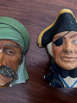 Vintage nautical wall masks set used, sailor bust character decor