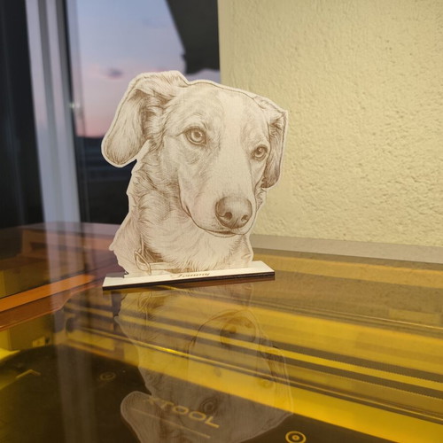 Personalized wooden pet portrait new, laser engraved