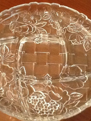 Crystal Nut Dish from 1975, new, 5 compartments