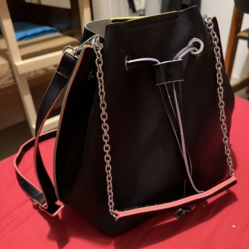 Women's backpack bag new, black with colorful details