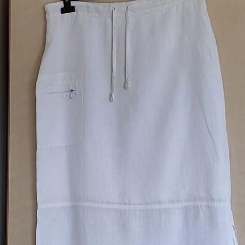 Forel White Linen Maxi Skirt with Drawstring size 46 XL like new