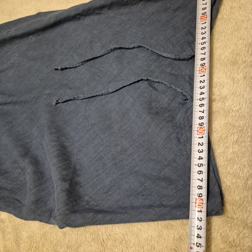 Dusty Blue Set like new, linen midi skirt and top with V-neck