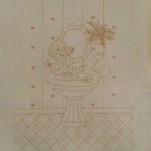 Vintage embroidery fabric set with duckling designs by The Creative Circle new
