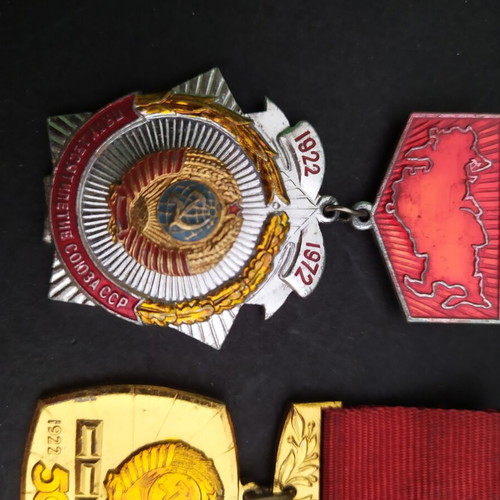 Set of 3 Soviet Union 50th Anniversary medals, authentic, large size