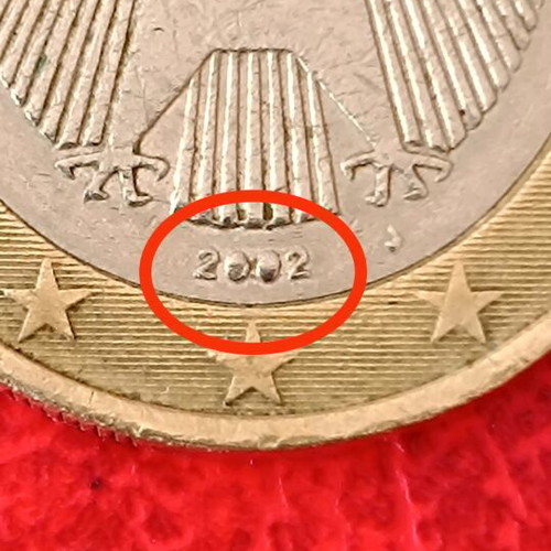 Germany 1 euro coin 2002 used with error on 2002