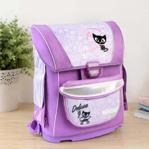 Herlitz Deluxe ergonomic school backpack with 4 accessories, lilac