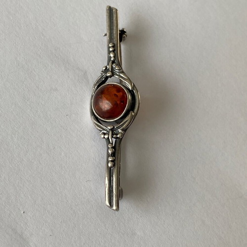 Vintage silver brooch with amber used, silver 925