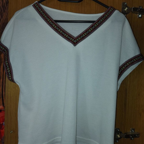 Shein beaded blouse, white, size M