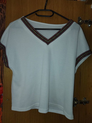Shein beaded blouse, white, size M