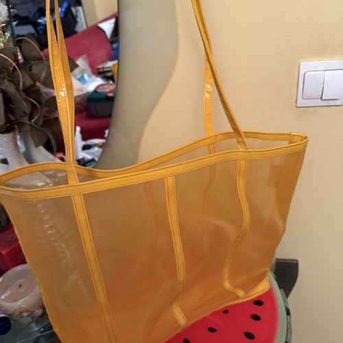Orange Transparent Tote Bag, Large Shoulder Bag