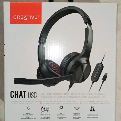 Creative Chat USB & Type C Wired Headset with Microphone like new