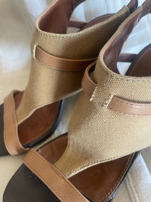 Benetton women's sandals used, size 36, canvas and thick heel