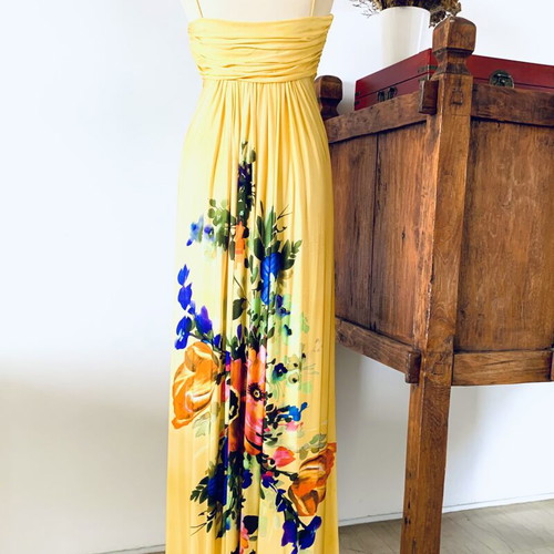 Veloudakis dress new, colorful yellow, size S-M