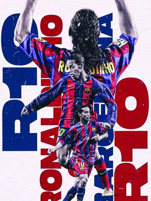 Плакат Ronaldinho Barcelona 46x26 Нов