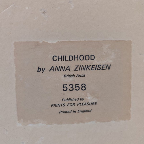 Vintage Childhood print by Anna Zinkeisen used with original frame