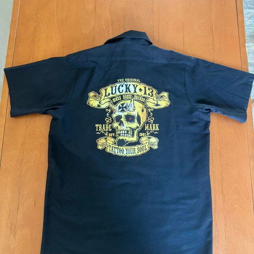 Lucky 13 Vintage Men's Short-Sleeve Shirt Like New Black Yellow
