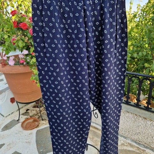 Wide-leg pants like new, size M/L, dark blue with subtle pattern