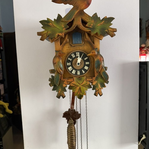 German Cuckoo Clock used, digital display, wall-mounted