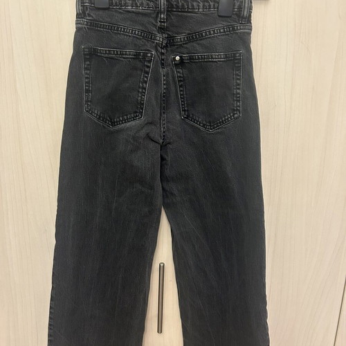 H&M black jeans wide leg high waist cropped like new, size XS